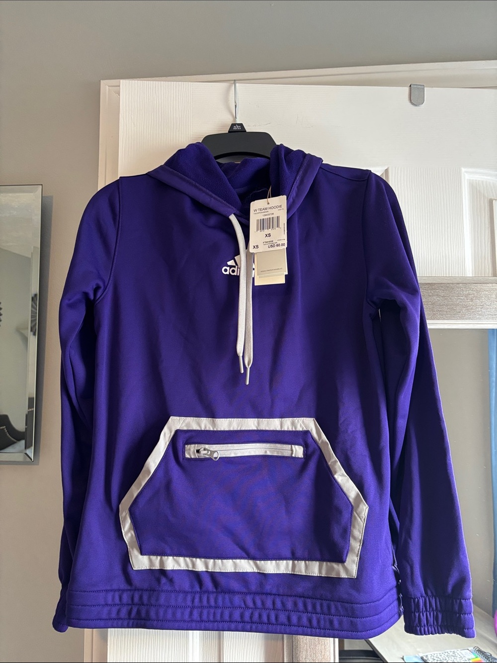 adidas Purple Hoodie with White Trim